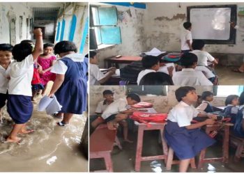 বর্ষায় বানভাসী কাটোয়ার স্কুল- জলমগ্ন স্কুলেই চলছে পঠন পাঠন ; মিলেছে গালভরা আশ্বাস, হয়নি সুরাহা