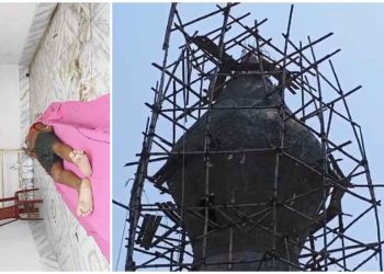 মন্তেশ্বরে পারিবারিক মন্দিরের চুড়ার কাজ করার সময় দড়ি ছিঁড়ে নিচে পড়ে মৃত্যু হল রাজমিস্ত্রীর