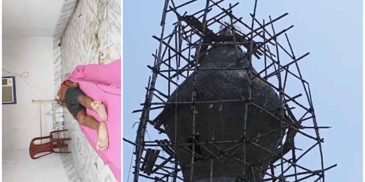 মন্তেশ্বরে পারিবারিক মন্দিরের চুড়ার কাজ করার সময় দড়ি ছিঁড়ে নিচে পড়ে মৃত্যু হল রাজমিস্ত্রীর