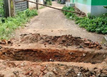 ‘হতশ্রী’ পথের ‘শ্রী’ ফেরানোর প্রতিশ্রুতি আদায় করতে পথের দুই প্রান্ত কেটে দিল গ্রামবাসীরা