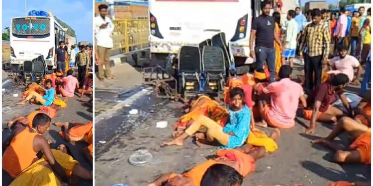 দুর্ঘটনার কবলে পূণ্যার্থীবাহী বাস, মৃত দুই মহিলা সহ ১০, জখম ৪০