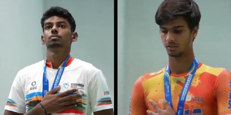 বিশ্ব স্পিড স্কেটিং চ্যাম্পিয়নশিপে ১০০০ মিটার স্প্রিন্টে ইতিহাস গড়লেন আনন্দ ভেলকুমার ও কৃষ শর্মা ; শুভেচ্ছা জানালেন প্রধানমন্ত্রী 