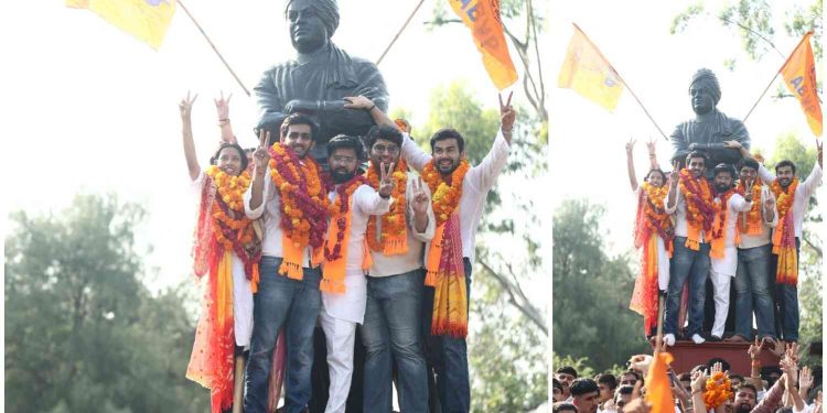 দিল্লি বিশ্ববিদ্যালয় ছাত্র ইউনিয়ন নির্বাচনে এবিভিপি-এর কাছে শোচনীয়ভাবে পরাজিত হল কংগ্রেস ছাত্র সংগঠন