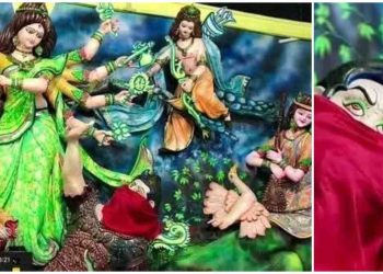 অসুরের মুখে গোঁফ-দাড়িতে হচ্ছে  ইসলামের অবমাননা !  কুষ্টিয়ার ৩৮ টি পূজামণ্ডপের মূর্তির মুখে গামছা বেঁধে দিয়েছে পুলিশ প্রশাসন  