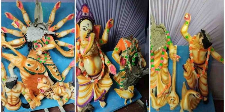 বাংলাদেশের জামালপুরে দুর্গা মন্দিরের সকল প্রতিমা ভাঙচুরের ঘটনায় গ্রেপ্তার হাবিবুর রহমান নামে এক জিহাদি 