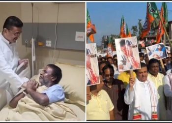 হাসপাতালে চিকিৎসাধীন সাংসদ খগেন মুর্মুর সঙ্গে সাক্ষাৎ করে নাগরাকাটায় বিশাল প্রতিবাদ মিছিল করলেন শুভেন্দু অধিকারী 