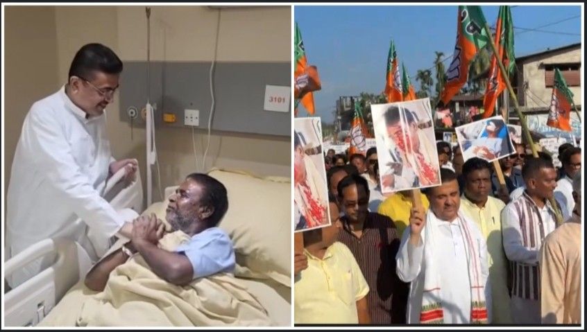 হাসপাতালে চিকিৎসাধীন সাংসদ খগেন মুর্মুর সঙ্গে সাক্ষাৎ করে নাগরাকাটায় বিশাল প্রতিবাদ মিছিল করলেন শুভেন্দু অধিকারী 