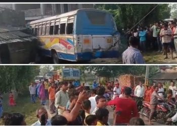 মন্তেশ্বরে যাত্রীবাহী বাস ও লরির মুখোমুখি সংঘর্ষে আহত ৬ 