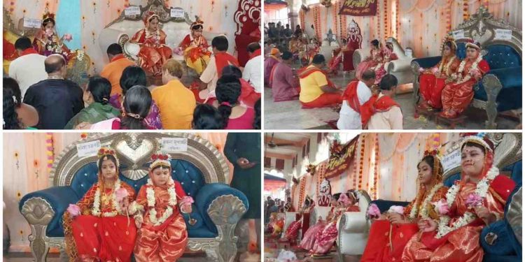 রাজ আমলের রীতি মেনে মহানবমীতে ৯  কুমারী মায়ের পুজো হল বর্ধমানের সর্বমঙ্গলা মন্দিরে 