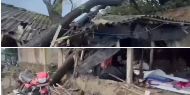 সন্দেশখালির গ্রামে টর্নেডোর দাপটে বিধ্বস্ত শতাধিক কাঁচা বাড়ি, আহত অন্তত ৬, খুঁটি ভেঙে বিদ্যুৎ বিচ্ছিন্ন গোটা এলাকা 