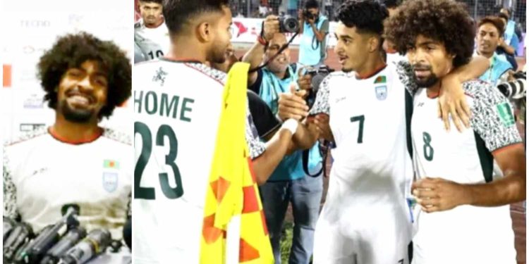 ফুটবলে ২২ বছর পর ভারতের বিপক্ষে জয় পেল বাংলাদেশ ; বাংলাদেশের কোচ হামজা চৌধুরী বললেন : “কাপ জয়ের চেয়ে  ভারতের বিপক্ষে জয় বেশি আনন্দের”  