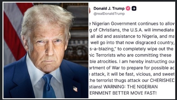 খ্রিস্টানদের হত্যা বন্ধ না হলে সন্ত্রাসীদের নরকে পাঠিয়ে দেবো : নাইজেরিয়া সরকারের উদ্দেশ্যে ডোনাল্ড ট্রাম্পের চরম সতর্কবার্তা  