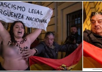 মাদ্রিদের রাস্তায় আন্দোলকারী “টপলেস” তরুনীদের স্তন মর্দন করে গ্রেপ্তার বৃদ্ধ 