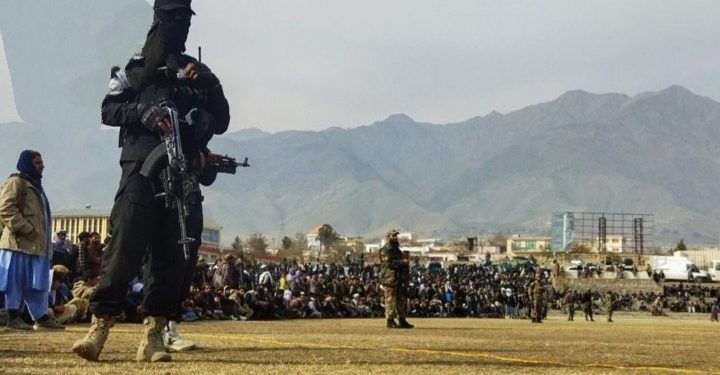 বিবাহ বহির্ভূত সম্পর্ক এবং মদ পরিবহনের অভিযোগে ২ মহিলাসহ ৪ জনকে মাঠে নিয়ে গিয়ে বেদম চাবকে দিলো তালিবানরা