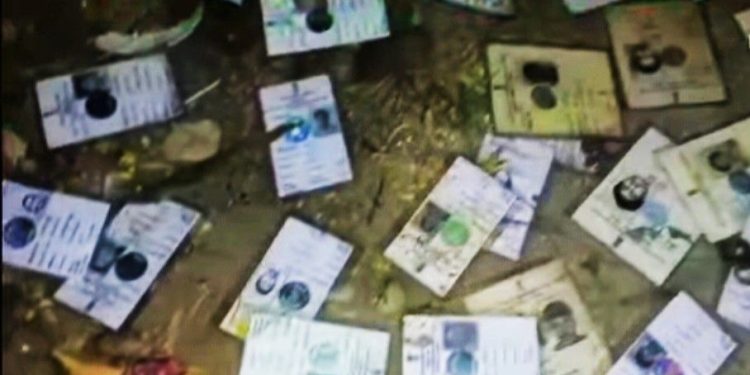 নবদ্বীপে নিকাশি নালার পাশ থেকে উদ্ধার প্রচুর ভুয়ো ভোটারকার্ড 