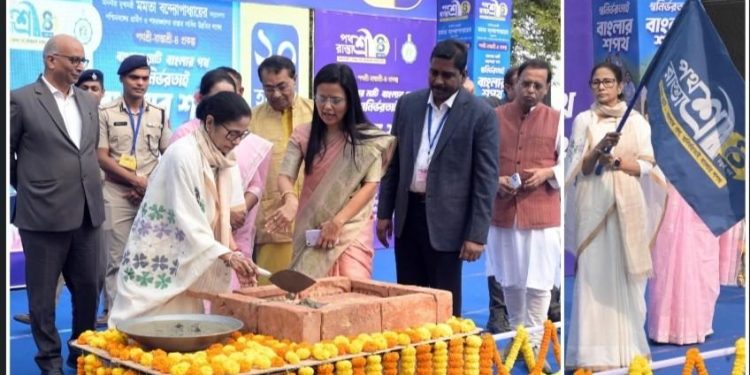 বিজেপির রাজ্য সভাপতি শমীক ভট্টাচার্যের সাংসদ কোটায় নির্মিয়মান রাস্তা “পথশ্রী” বলে উদ্বোধন করার অভিযোগ মুখ্যমন্ত্রী মমতা ব্যানার্জির বিরুদ্ধে