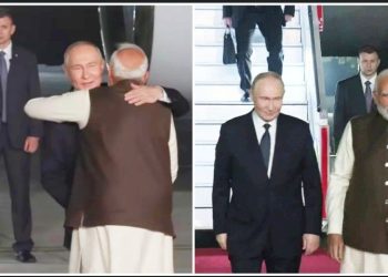 দিল্লি বিমানবন্দরে পুতিনকে উষ্ণ অভ্যর্থনা জানালেন মোদী 