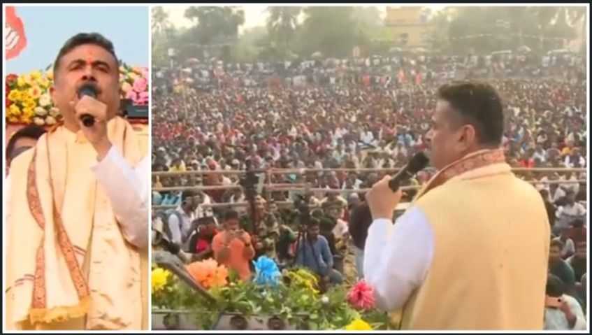 “লালকে তেরঙ্গা আমিই করেছিলাম, চারমাস পর সেটা গেরুয়া আমিই করব” : “ভাইপো” র গড়ে হুঙ্কার দিলেন শুভেন্দু অধিকারী ; বিশাল ভিড়ের মধ্যে উঠল “দেখো দেখো কোন আয়া, শের আয়া শের আয়া” শ্লোগান