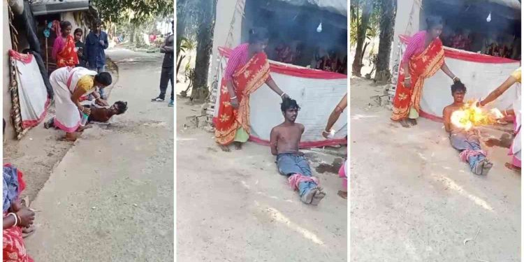 পিন্ডদান না করায় ভাইয়ের ভুত চেপেছে দাদার ঘাড়ে, ভুত ছাড়াতে হাত-পা বেঁধে মধ্যযুগীয় কায়দায় আগুনের ছ্যাঁকা দিলেন মহিলা ওঝা