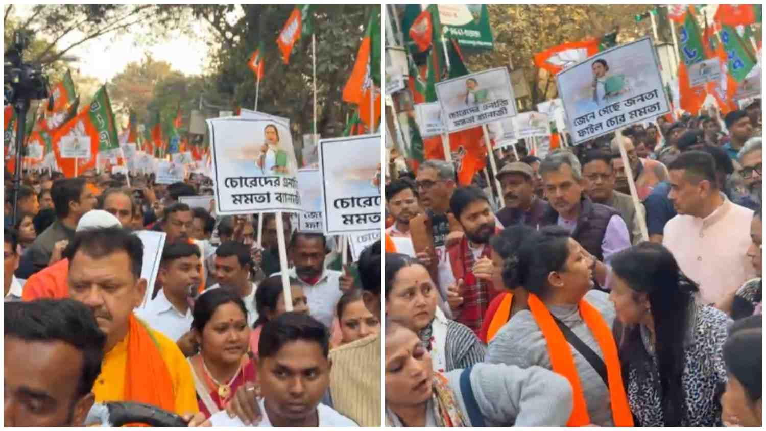 ডিজি রাজীব কুমার ও কলকাতা পুলিশ কমিশনার মনোজ ভার্মা’র বিরুদ্ধে আইনানুগ ব্যবস্থা নিতে কলকাতায় বিশাল মিছিল করলেন শুভেন্দু অধিকারী