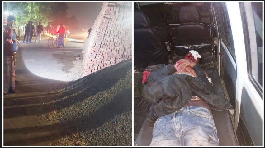 রাস্তার একাংশ দখল করে রাখা ইঁট-পাথরের স্তুপ কেড়ে নিল বাইক আরোহী যুবকের প্রাণ ; গুরুতর আহত আরও ২