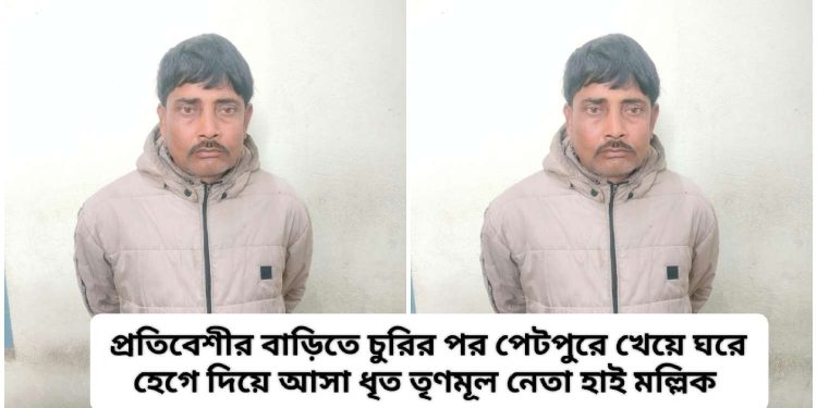 প্রতিবেশীর বাড়িতে চুরির পর পেটপুরে খেয়ে ঘরে মলত্যাগ করে পালিয়ে আসা তৃণমূল নেতা হাই মল্লিকসহ ২ জন গ্রেপ্তার 