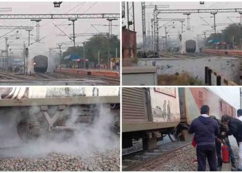 গুয়াহাটি গামী আপ সরাইঘাট এক্সপ্রেস ট্রেনের কামরার নিচে থেকে ধোঁয়া বের হওয়ায় আগুন আতঙ্ক বর্ধমানে 