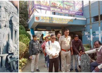 রায়নার পুকুর থেকে উদ্ধার হওয়া প্রায় ১০০০ বছরের কষ্টি পাথরের প্রাচীন বিষ্ণুমূর্তি জাদুঘরের হাতে তুলে দিল পুলিশ 