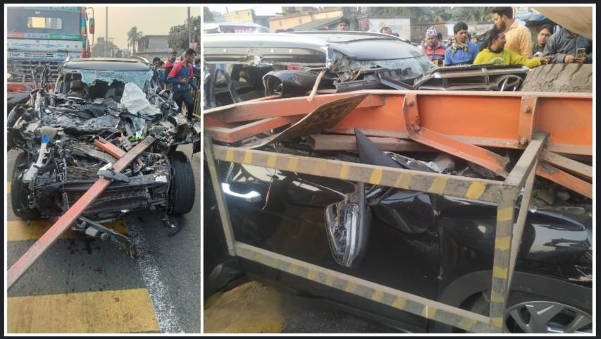 বছরের প্রথম দিনেই চারচাকা গাড়ি ও ট্যাঙ্কারের সংঘর্ষে মৃত্যু হল বাবা-মা ও ছেলের