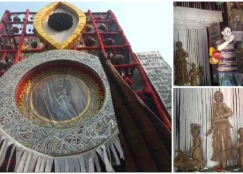 কালনায় সরস্বতী পুজোর থিম ভাবনায় ১৯৭১ সালের “কাঁটাতার“ 