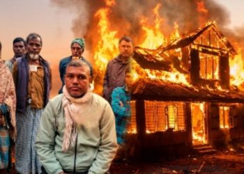 বাংলাদেশি জিহাদিদের রোষানলে পুড়ে ভস্মীভূত হয়ে গেল সিলেটের হিন্দু স্কুলশিক্ষকের বাড়ি 