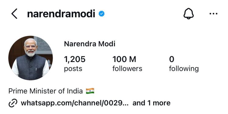 ইনস্টাগ্রামে ১০ কোটি ফলোয়ারের ঐতিহাসিক মাইলফলক অতিক্রম করেছেন নরেন্দ্র মোদী, অনেক পিছনে ট্রাম্প