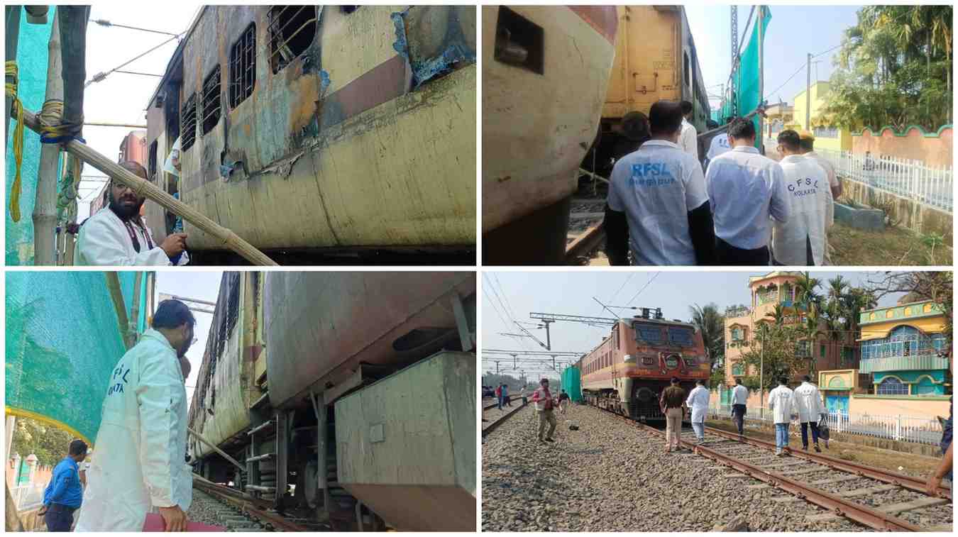 কাটোয়া রেলস্টেশনের ট্রেনের কামরায় অগ্নিকাণ্ডের ঘটনায় তদন্ত শুরু করল ফরেনসিক দল 