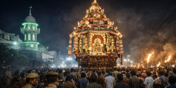 পথে মসজিদ থাকার কারণে হিন্দু ধর্মীয় শোভাযাত্রার বিরোধিতা ; তামিলনাড়ুর উথামাপালায়মে উত্তেজনা