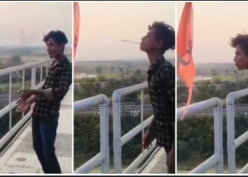 “ওঁ” লেখা গেরুয়া পতাকায় এক যুবকের থুতু দেওয়ার ভিডিও পোস্ট করে নিন্দায় সরব হলেন শুভেন্দু অধিকারী 