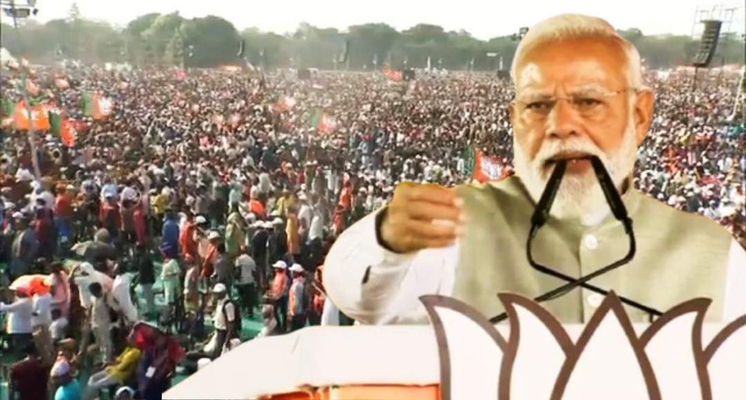 “আজ ব্রিগেডে নতুন বাংলার বিপ্লবের বিউগল বেজে গেছে” : ব্রিগেডের জনসমুদ্র দেখে রাজ্যের  ‘নির্মম সরকার’ পরিবর্তনের হুঙ্কার দিলেন মোদী 
