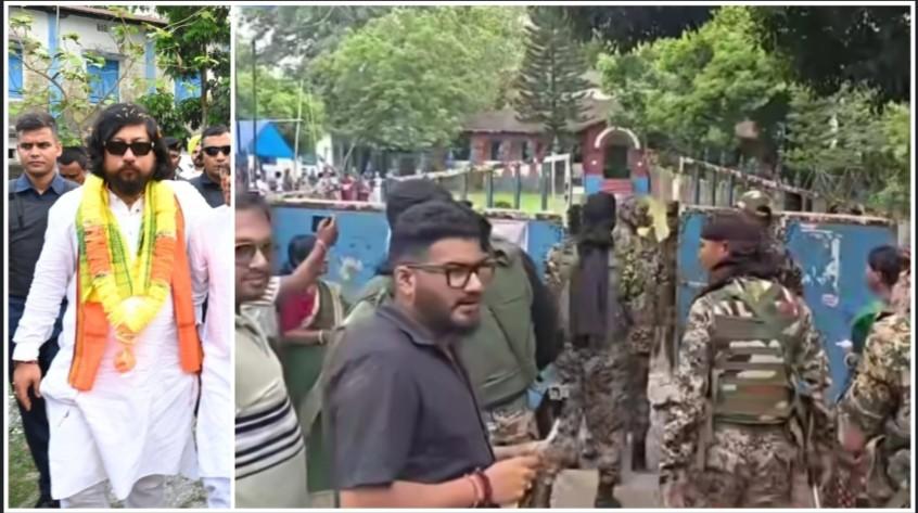 ইভিএম-এ বিজেপি প্রার্থী নিশীথ প্রামাণিকের নামের উপর কালো সেলোটেপ, তোলপাড় মাথাভাঙ্গা 