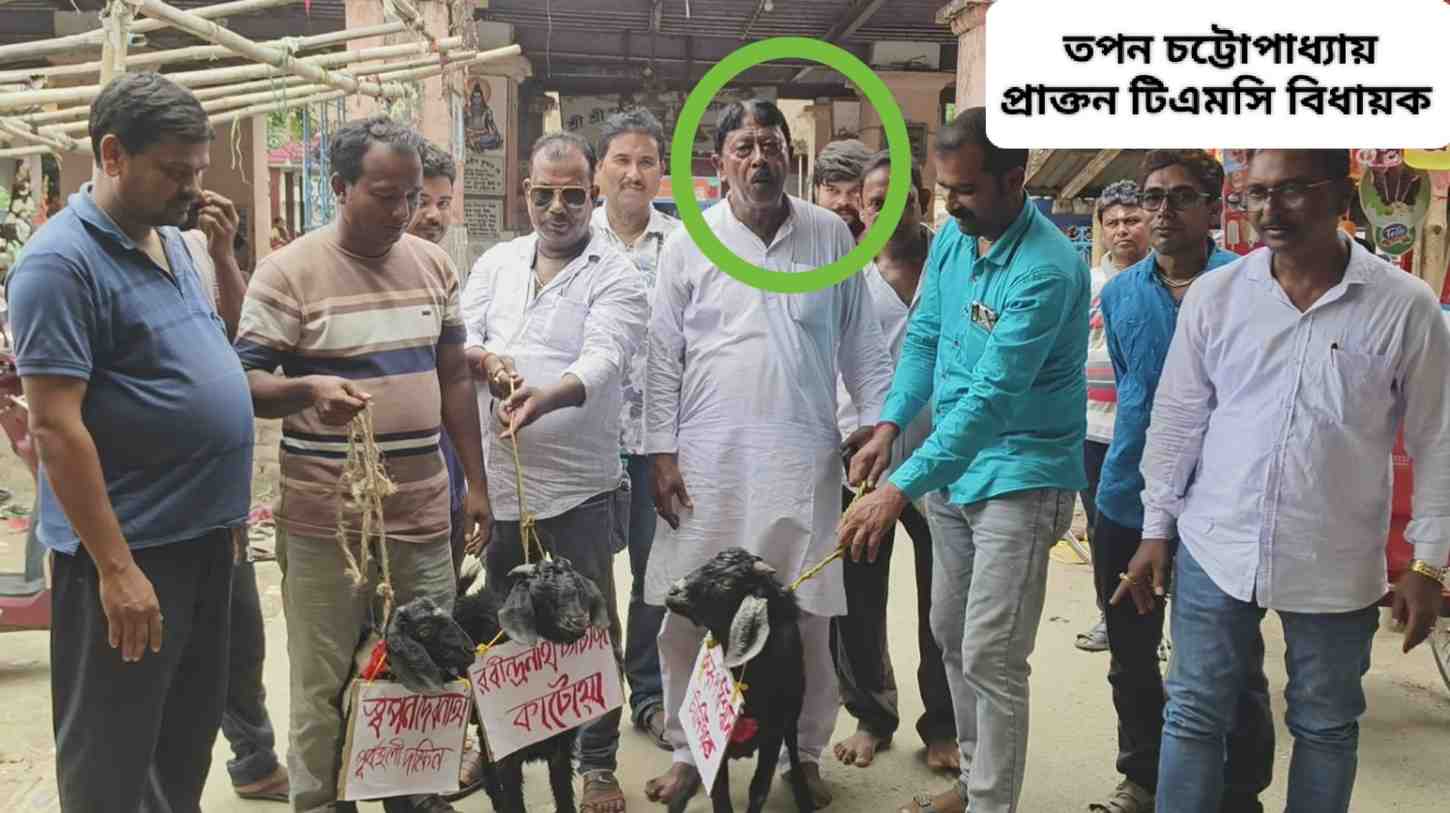 তৃণমূলের ৩ হেভিওয়েট প্রার্থীর পরাজয়ের ‘মানত’ করা ৩টি পাঁঠার গলায় নেতাদের নামের পোস্টার ঝুলিয়ে মন্দিরে গেলেন প্রাক্তন তৃণমূল বিধায়ক ; তোলপাড় রাজ্য রাজনীতি 