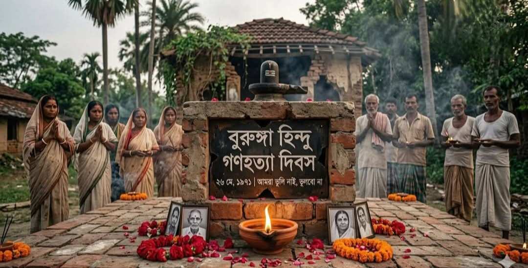 বুরুঙ্গা গণহত্যা : ৯৪ জন হিন্দুকে পিছমোড়া করে বেঁধে নির্বিচারে গুলি চালিয়ে ও অর্ধমৃত অবস্থায় আগুনে পুড়িয়ে মেরেছিল বর্বর পাকিস্থানি সেনা ; তাদের সাহায্য করেছিল বিশ্বাসঘাতক বাংলাদেশি  রাজাকাররা 