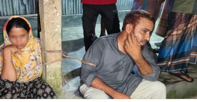 বাড়িতে রয়েছে ৪ স্ত্রী ও তাদের এক ডজন ছেলেমেয়ে ; পরস্ত্রীর সঙ্গে জামাত ইসলামি নেতাকে অপ্রীতিকর অবস্থায় ধরে খুঁটির সঙ্গে বেঁধে রাখলো গ্রামবাসী 